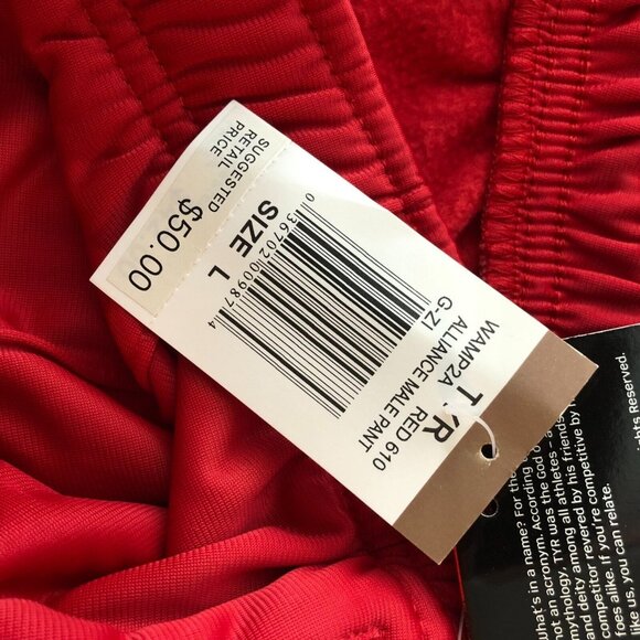 TYR Alliance Mens Pants Warm Ups Fleece Lined Pockets Red L - Picture 7 of 7